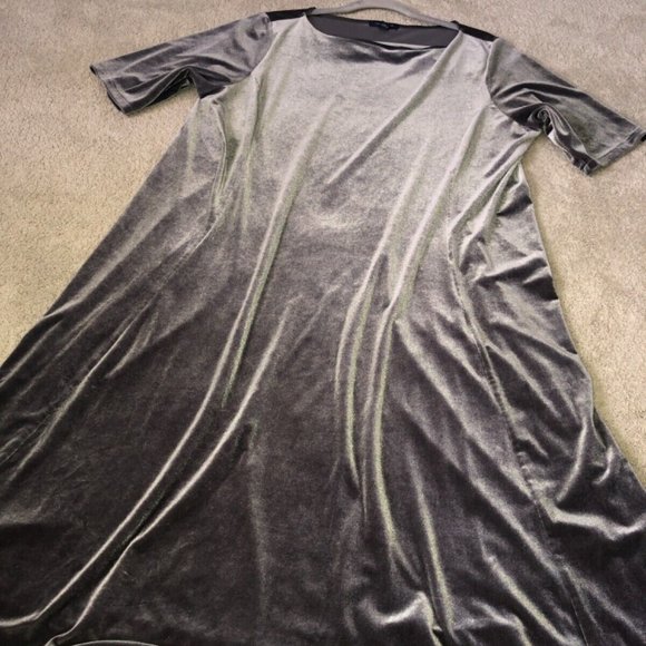 Lands End Plus 1X‎ 16W-18W Velour Dress Gray - Picture 8 of 10